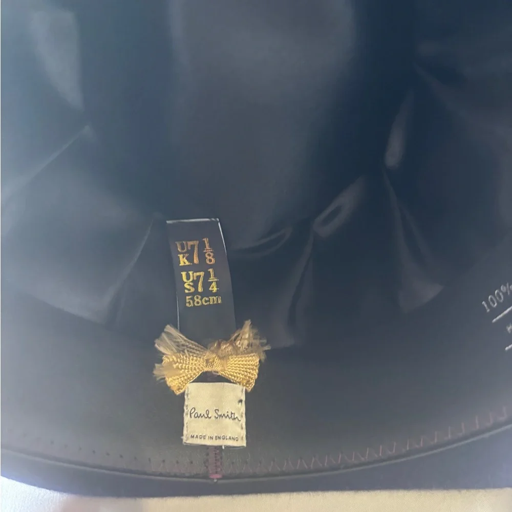 Paul Smith Vintage Wool Felt Fedora Hat • Navy Blue Ribbon Trim • Classic Preppy